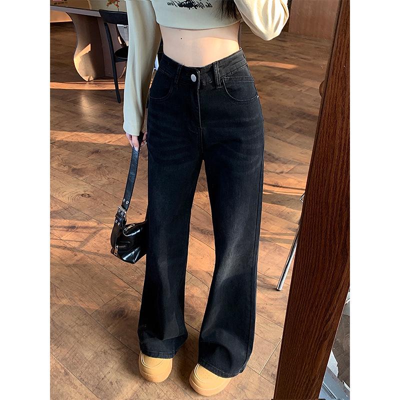 

Plus Size Black-Gray Stretch Slimming Women s Micro Flare Pants for Autumn/Winter L