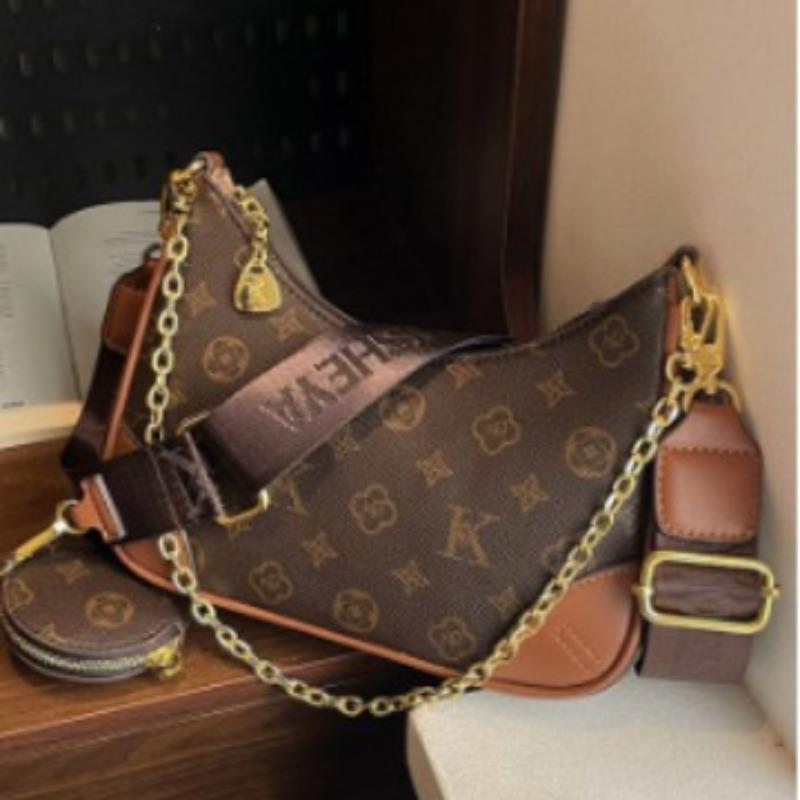 Niche Contrasting Color Underarm Bag Women's New Retro Chain Bag Fashion Printing Single Shoulder Dumpling Bag
