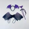 Spider Web Cosplay Outfit Bat Wing Halloween Kids Skirt Children Costume Set  Dress Up