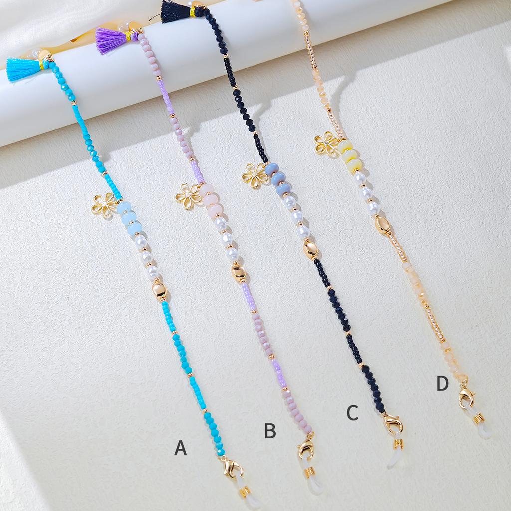 New Dopamine Spacer Mixed Color Pearl Beaded Eye Chain Light Luxury Flower Niche Glasses Chain