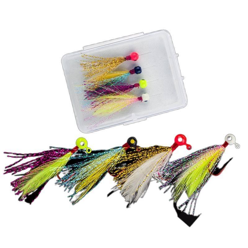 Boxed4PCS 15GFly Hook Set, Feather Hook, Artificial Bait, Micro-fish Bait, Fly Hook, Mosquito Hook