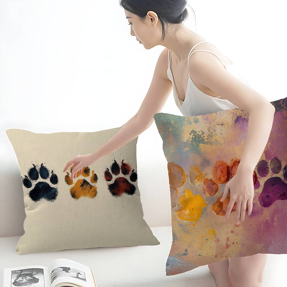 Cute Dog Paw Theme Maple Design Cushion Cover Happy Autumn Harvest decor Holiday Decorati Pillow Cover