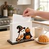 Wooden Napkin Dispenser Halloween Holder for Table, Ghost Pumpkin Black Cat Standing Stand Dispenser, Paper Towel Kitchen Dining Table Decorative