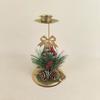 Vintage Golden Christmas Candle Holder Snowflake Xmas Tree Iron Candlestick Simulated Pine Needles Desktop Ornament Festive