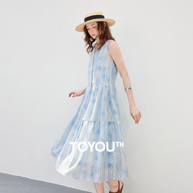 Chuyu Women s 2026 Summer Embroidered Lace Tiered A-Line Dress S