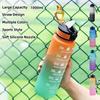 Farbverlauf 1000ml Großvolumiger Outdoor-Sport-Plastikbecher, Aufklappbarer Saugstutzen, Space Cup