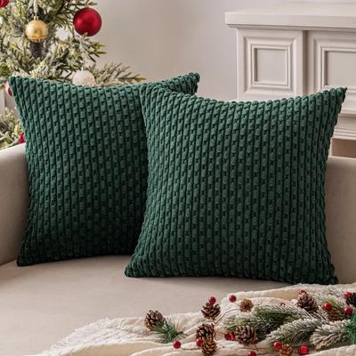 Throw Pillow Covers Soft Corduroy Decor Boho Striped Pillow Cover Pillowcases Home Decor for Christmas Couch Bed Sofa Army Green