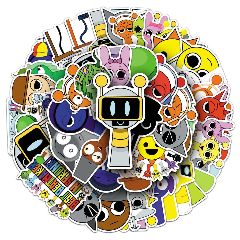 Naklejki Graffiti do Rhythm Box: 50 naklejek dekoracyjnych z kreskówkami o grach na telefon, komputer lub deskorolkę