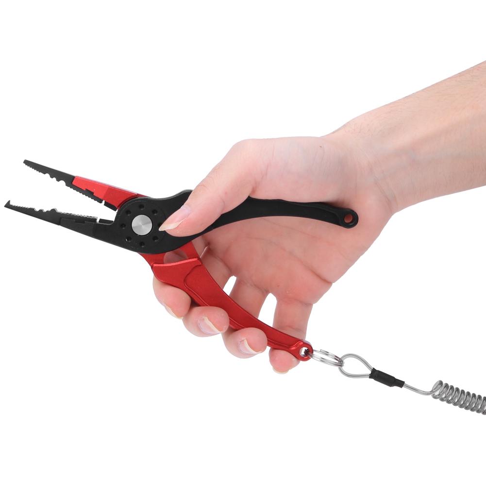 Stainless Steel Red Black Lightweight Convenient Fishing Plier Scissors Fish Grip Tackle Tool