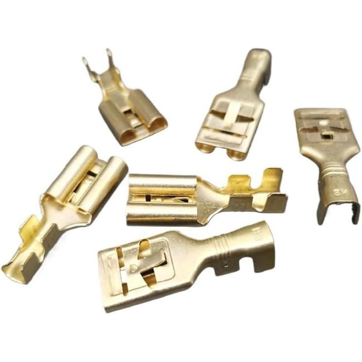 10Pcs 9.5mm Female Crimp Terminal 9.5 High Current Car Automotive Connector Spade Terminals for 2-4mm2 Cable(Nickel)