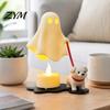3D Printed Home Decor Halloween Ghost Walking Dog Figurine, Cute Spooky Statue with Modern Bedroom Shelf LED Candle, Tabletop Ornament for Holiday