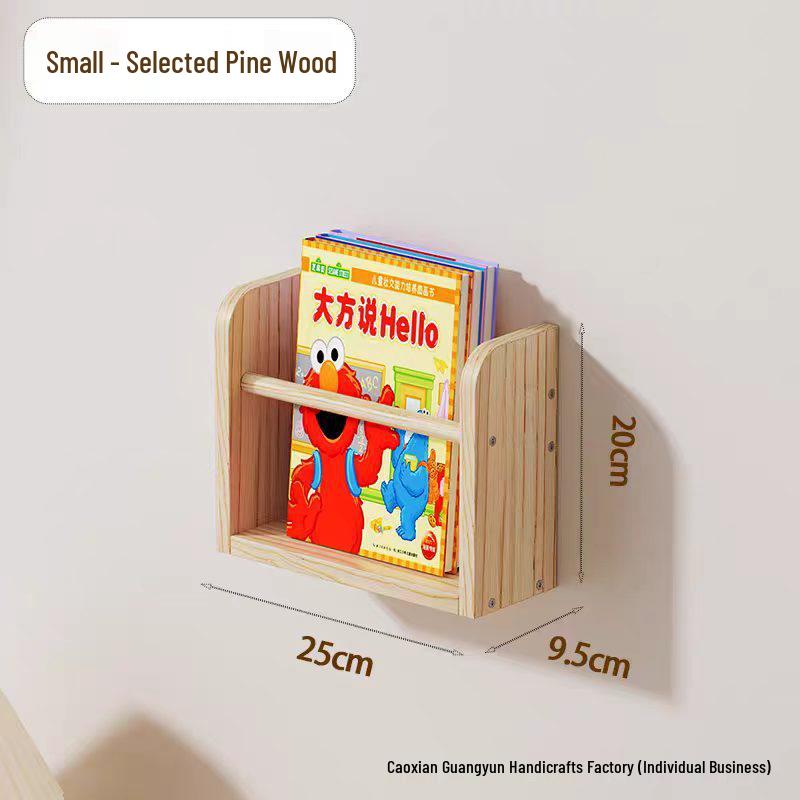 Children's Pine Wood Wall Bookshelf & Organizer