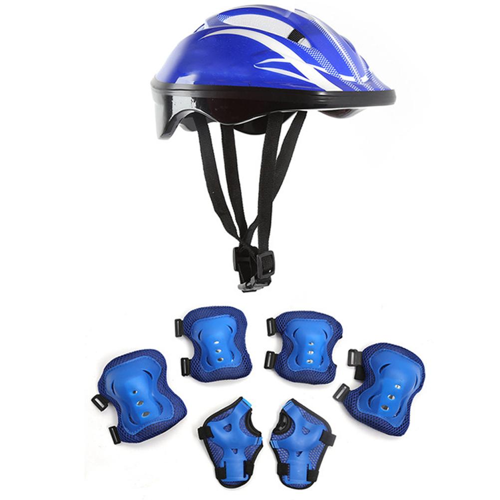 7Pcs Kids Bike Helmet Set Skateboard Knee Pads Elbow Pads Wrist Guards Adjustable Protective Gear Set for Outdoor