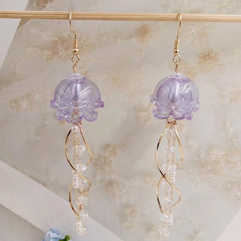 Jellyfish Shape Tassels Earrings Stylish Pendant Earrings Fashion Drop Earrings Fashionable Ear Jewelry for Woman Girls
