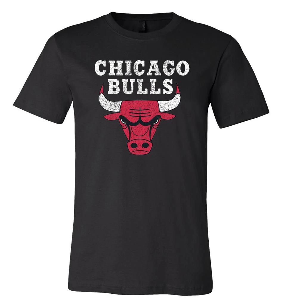 T-shirt da uomo e da donna Chicago Bulls Maglietta con logo della squadra NBA invecchiato