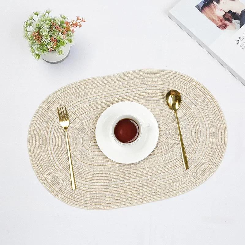 1pc Table Placemats Braided Placemats Dining Tables Natural Woven Oversized Place Mats Set Heat Resistant Pad Oval Table Mats