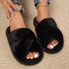 Modische Damen-Slipper mit offenen Zehen Fuzzy Fluffy Hausschuhe 2025 Herbst Winter Damen Pelzige Pantoletten Indoor Weiche Plüsch Kunstfell-Slipper