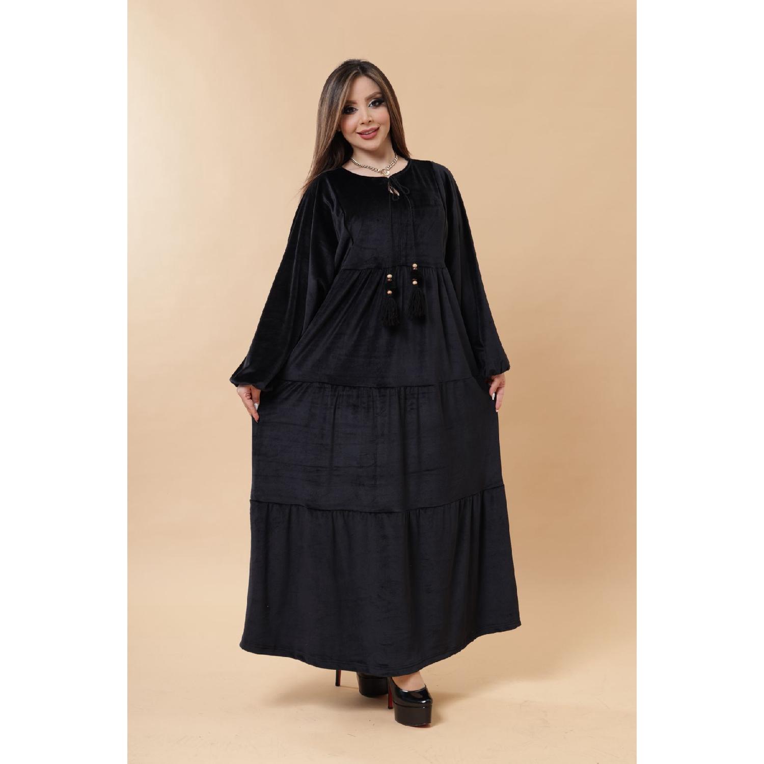 

Female Velvet Black Big Dress For Me Long 3XL чорний