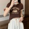 Sommer slank ung jente korte T-skjorter harajuku Enkelt bokstavtrykk Crop Tops Kvinner Uformelt kortermet T-skjorte Sports topp koreanske klær