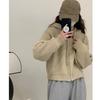 Autumn Winter Women Hooded Zipper Knitted Sweater New Loose Long Sleeved Cardigan Jackets Short Coats Sweet Casual Elegant Solid Color Clothing