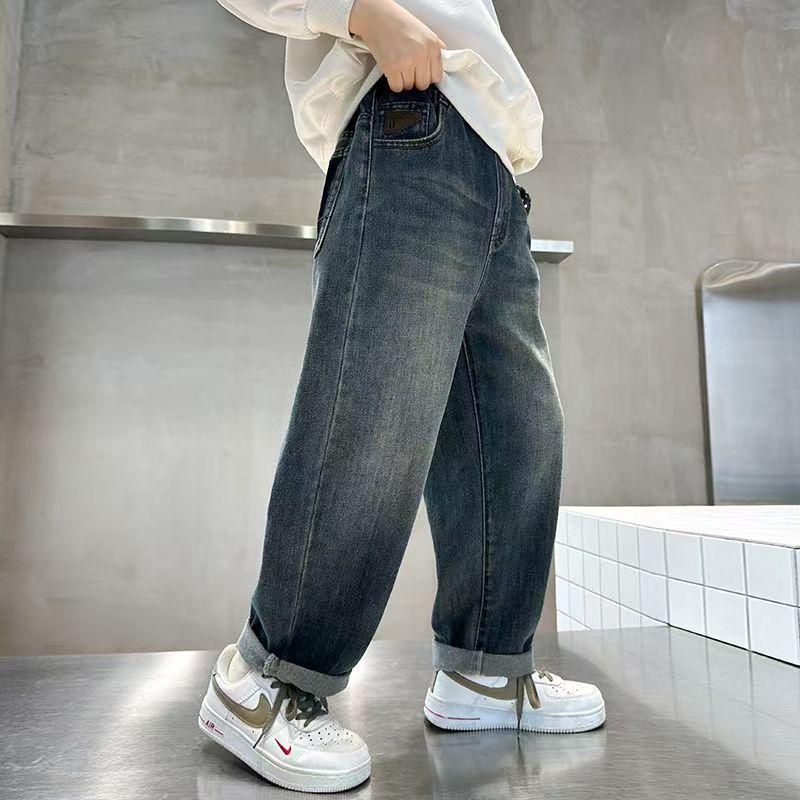 Boys' Stylish Jeans for Spring/Autumn - Trendy and Versatile Long Pants for Medium to Large Children