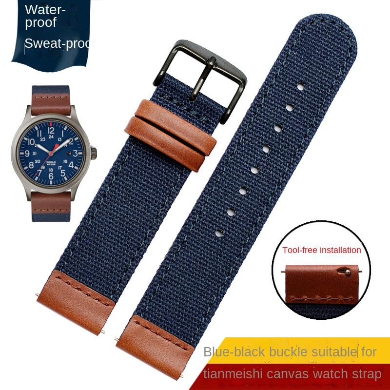 

20mm Genuine Leather Army green Nylon Sport Strap Canvas Quick release Men Bracelet Watch Band For TIMEX TW4B14200|14100|14000 20mm