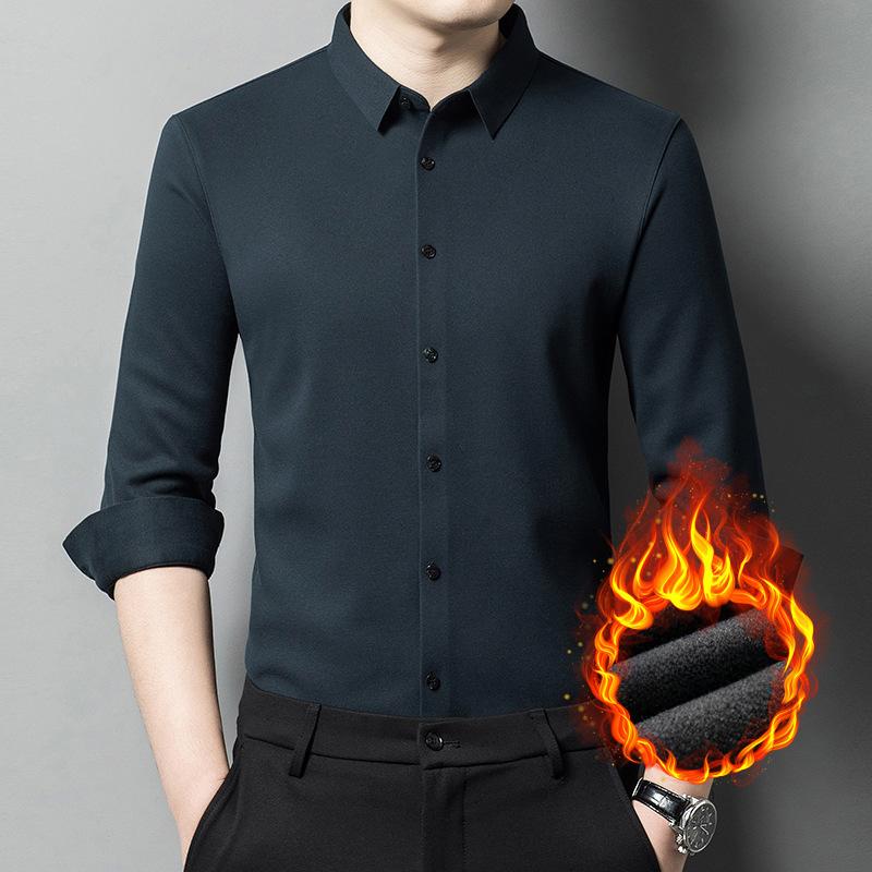 Зимняя шерстяная мужская бархатная рубашка — фото 7