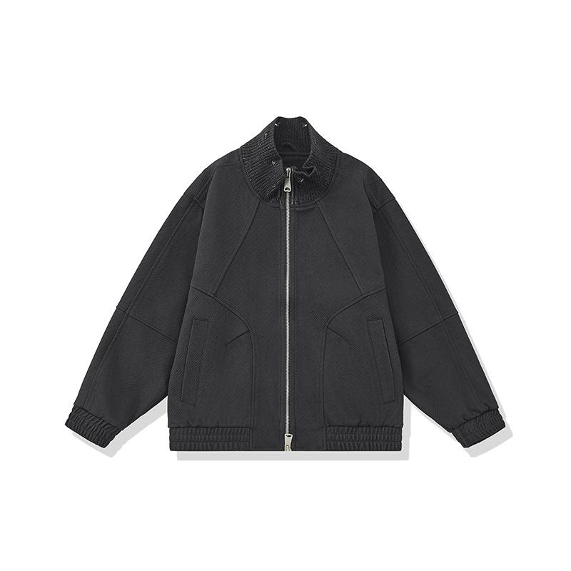 Men s Designer Herringbone Knit Half-High Collar Cardigan Jacket - Spring & Autumn, Loose Fit Casual. M