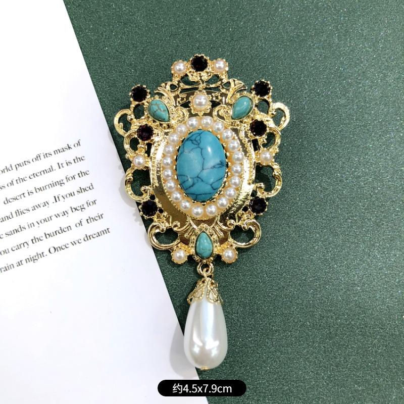 

Винтажная барочная вестерн антикварная брошь матовый золотой жемчуг корона суд булавка брошь аксессуары женщины