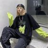 Oversized Loose Long T Harajuku Fake Two-piece Long Sleeve T-shirt Personality Trend Butterfly Long T Punk Harlan Style Clothing