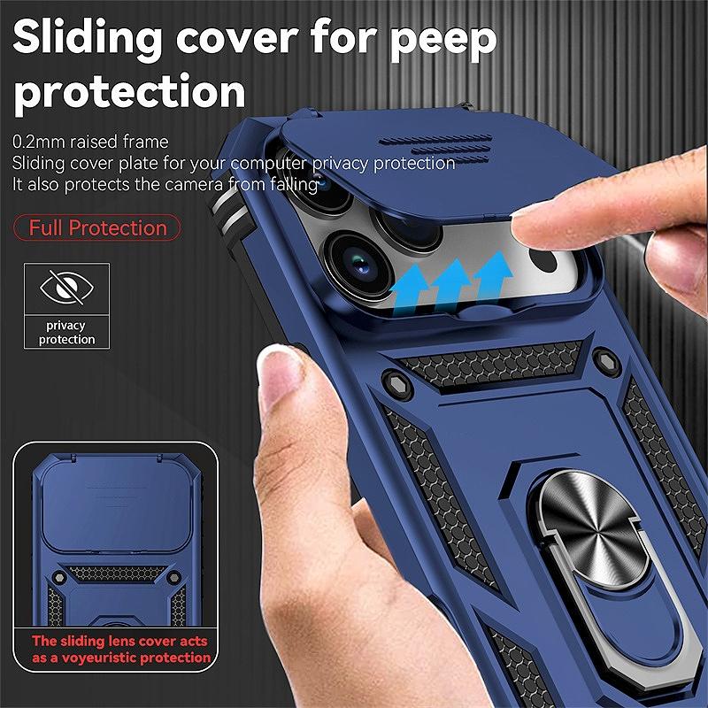 Armor Funda For iPhone 17 Pro Max Case Slide Camera Lens Protector Case For iPhone17 Pro Air 17Pro Max Magnetic Ring Stand Cover