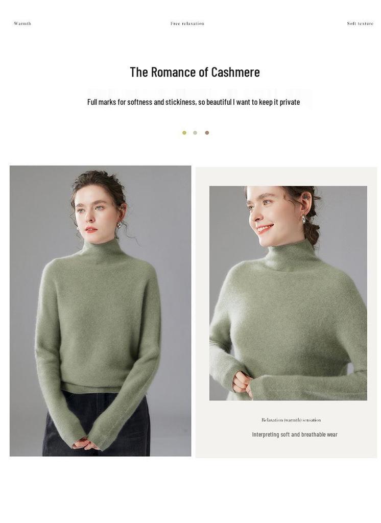 Women's Cashmere Half-High Neck Sweater - Warm Knitted Base Layer for Autumn & Winter