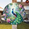 Boho Peacock Metal Wall Art Round Decor for Living Room