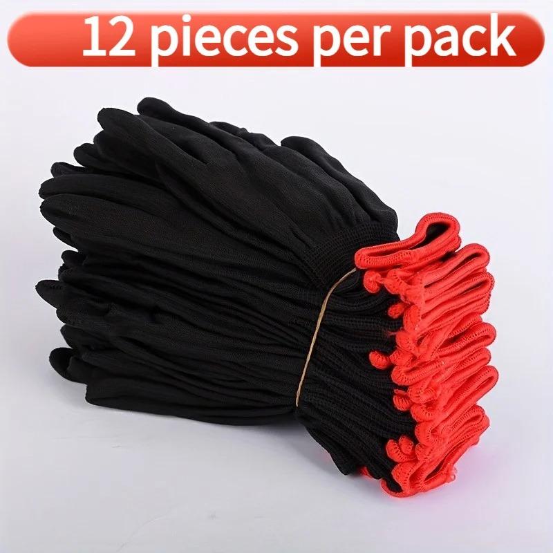 12 Set of Breathable Nylon Garden Work Gloves Without PU Coating and Silicone Gardening Gloves Used for Excavation and Planting