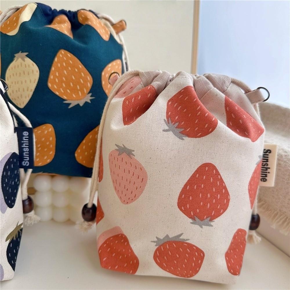 Multifunctional Cotton and Linen Fabric Drawstring Bag Storage Pouch  Data Cable Storage