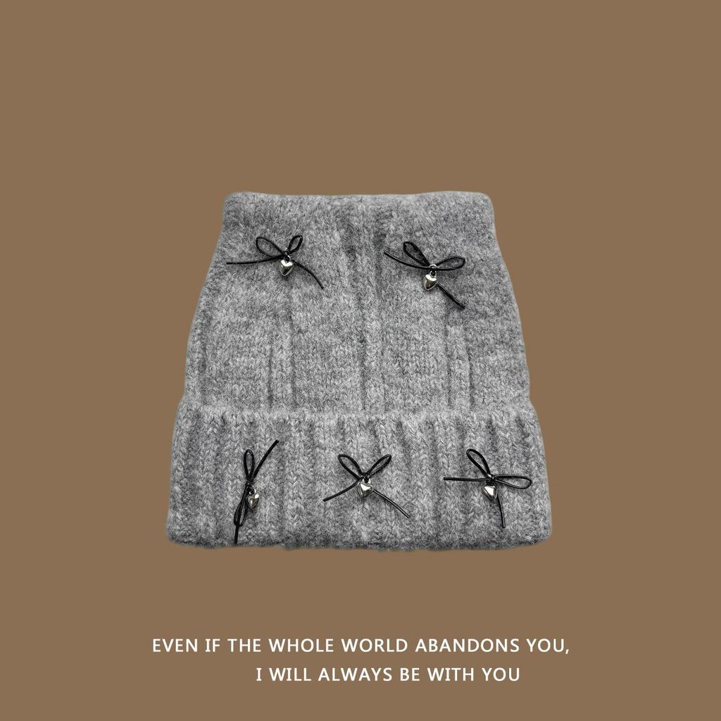 2025 Autumn/Winter Cat Ear Knit Hat - Warm & Versatile with Face-Flattering Bow Design