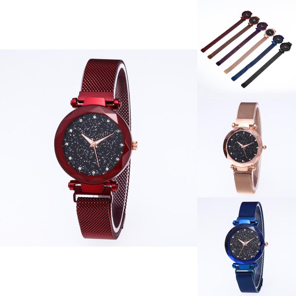 Magnetic Steel Band Quartz Watch With Starry Dial For Casual Daily Wear
