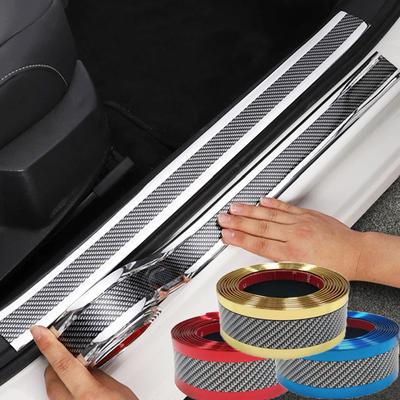 Araba Çıkartmaları Karbon Fiber Anti Scratch Kapı Eşiği Koruyucu Kauçuk Şerit Araba Eşik Koruma Tampon şerit etiket Araba