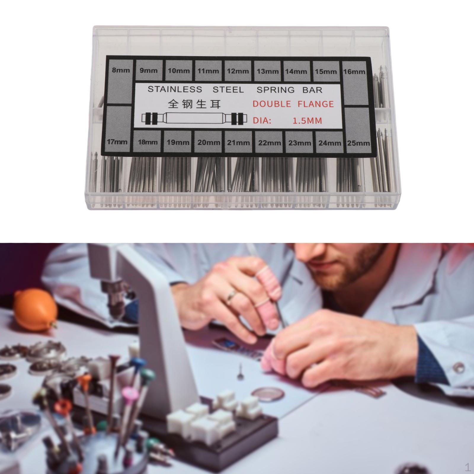 

1 коробка соединительных стержней пружинных стержней для часовых ремешков, штифтов для крепления пряжек 1.5mm