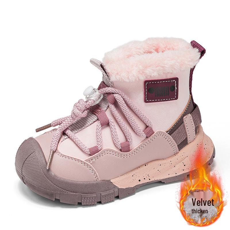 Winter New Children's Cotton Sports Shoes, Soft Sole Snow Boots with Fleece for Boys and Girls