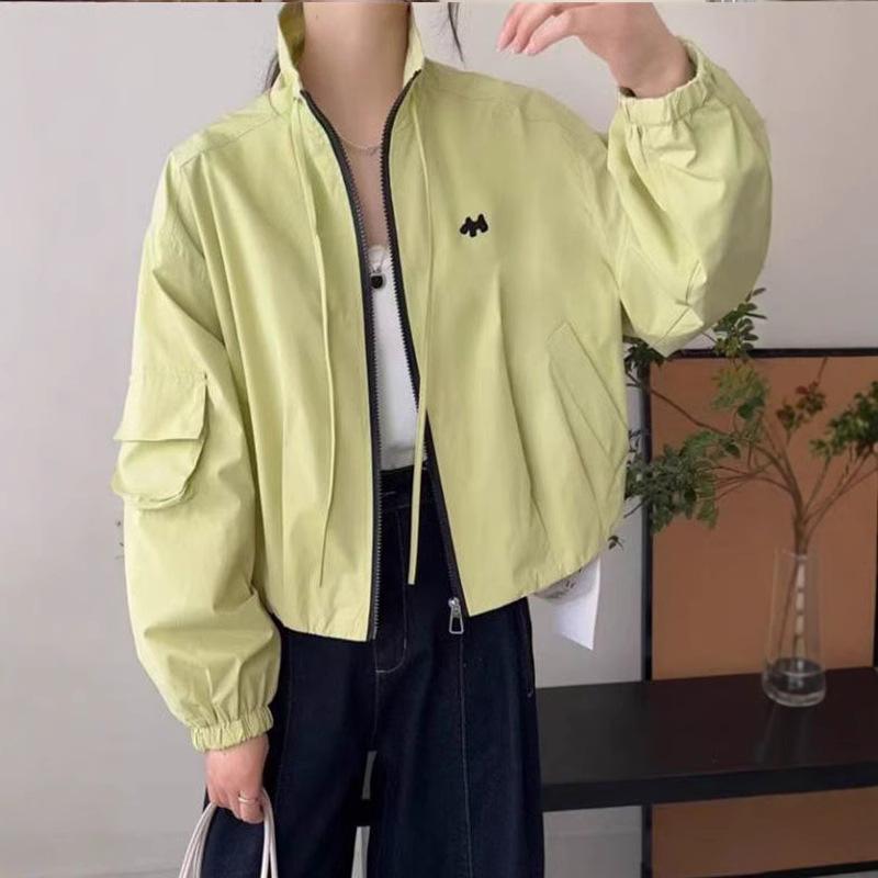 Women's 2025 Spring Korean-Style Loose Baseball Jacket with Stand-Up Collar for a Trendy, Youthful Look