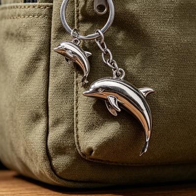 Portachiavi Ciondolo Lega di Zinco Design Delfino Portachiavi Facile da Appendere Metallo Galvanizzato Portachiavi Zaino Accessorio Auto