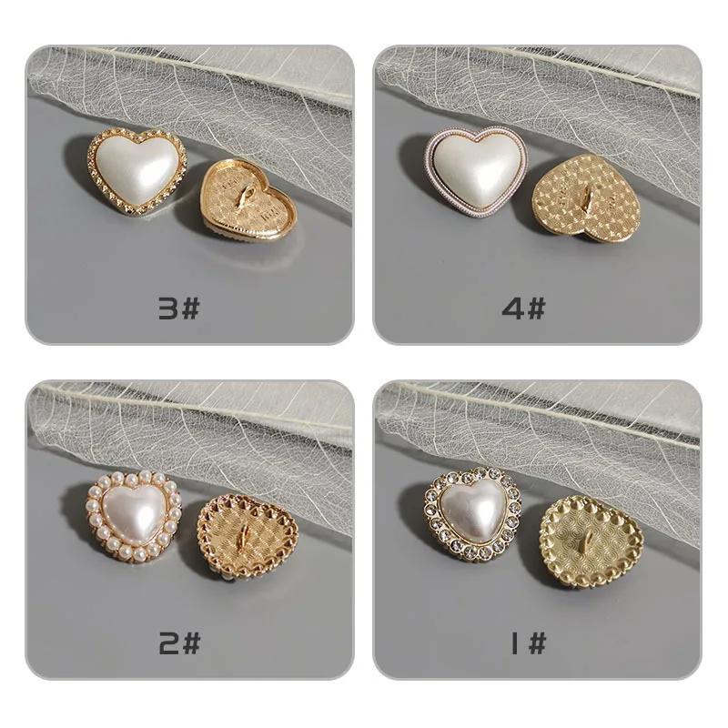 0Pcs/lot 23mm Metal Heart-shaped Button High-end Coarse Linen Woven Jacket Button Sweater Knitted Hand Sewn Button