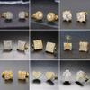 Rock Hip Hop Iced Out Stud Earring for Men Male Ice Studded Zircon Gold Color Piercing Ear Accessories Hiphop Trend