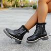 British Style Women's Large Size Padded Thickened Winter Warm Fur One Snow Boots Padded Lining Ankle Boots Non-slip Hiking Sports Martin Boots