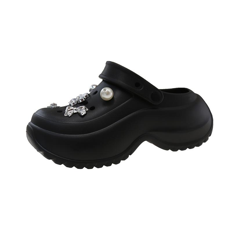 Cute Cartoon Stepping On Shit Feeling Hole Shoes Women 2025 Summer Super Fire Gradual Change Color Thick Sole Heightening Beach Bag Head Sandals