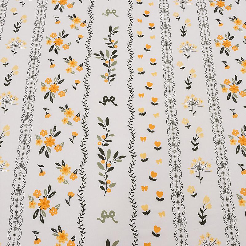 3Piece Green Leaf Orange Flower With Bed Linen Elastic Design Mattress Protective Cover 1Fitted Linen 2Pillowcases Flower Patterns