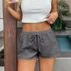 Women Summer Casual Holiday High-Waisted Drawstring Plaid Shorts Pants