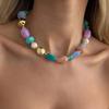 SHIXIN New Bohemia Acrylic Resin Irregular Beads Choker Necklace for Women Trendy Adjustable Charm Clavicle Chain Jewelry Gift