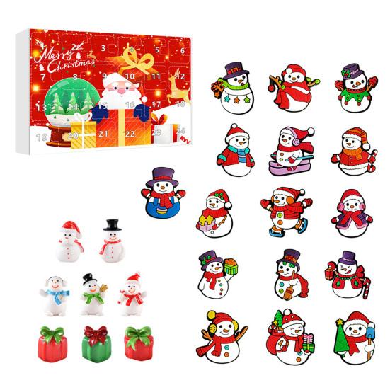 Weihnachts Schneemann Adventskalender 24-Tage Countdown Weihnachtsgeschenkset 2D Cartoon Schneemann Hängedekorationen